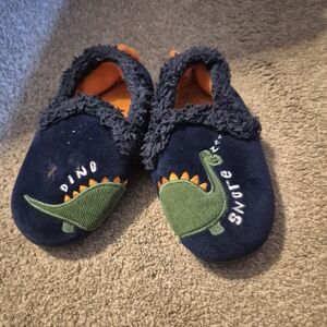 Dino Kids Slippers - Navy and Green